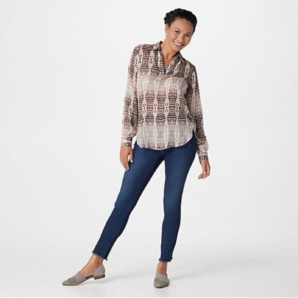 HAUTE HIPPIE Tribe Harper V-Neck Pullover Blouse Snakeskin Size Small EUC - Picture 11 of 11